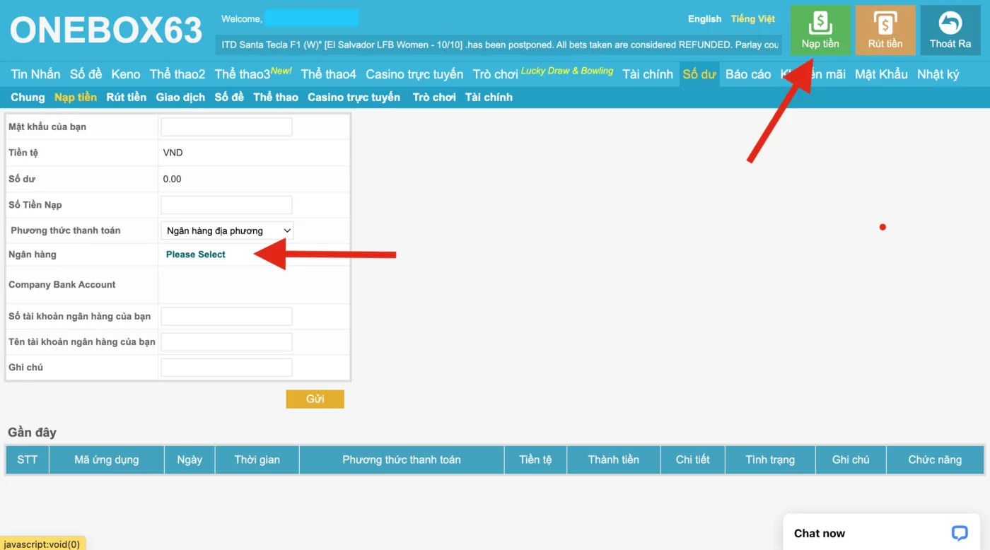 Điều kiện cần để nạp tiền vào Onebox63 Điều kiện cần để nạp tiền vào Onebox63